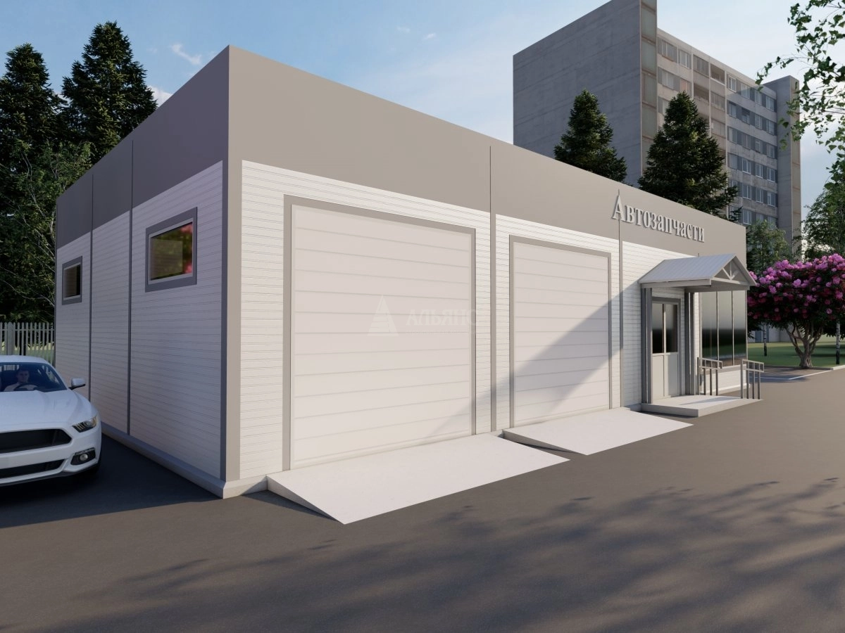 3D визуализация Автосервис-магазин из сэндвич-панелей - фото 2